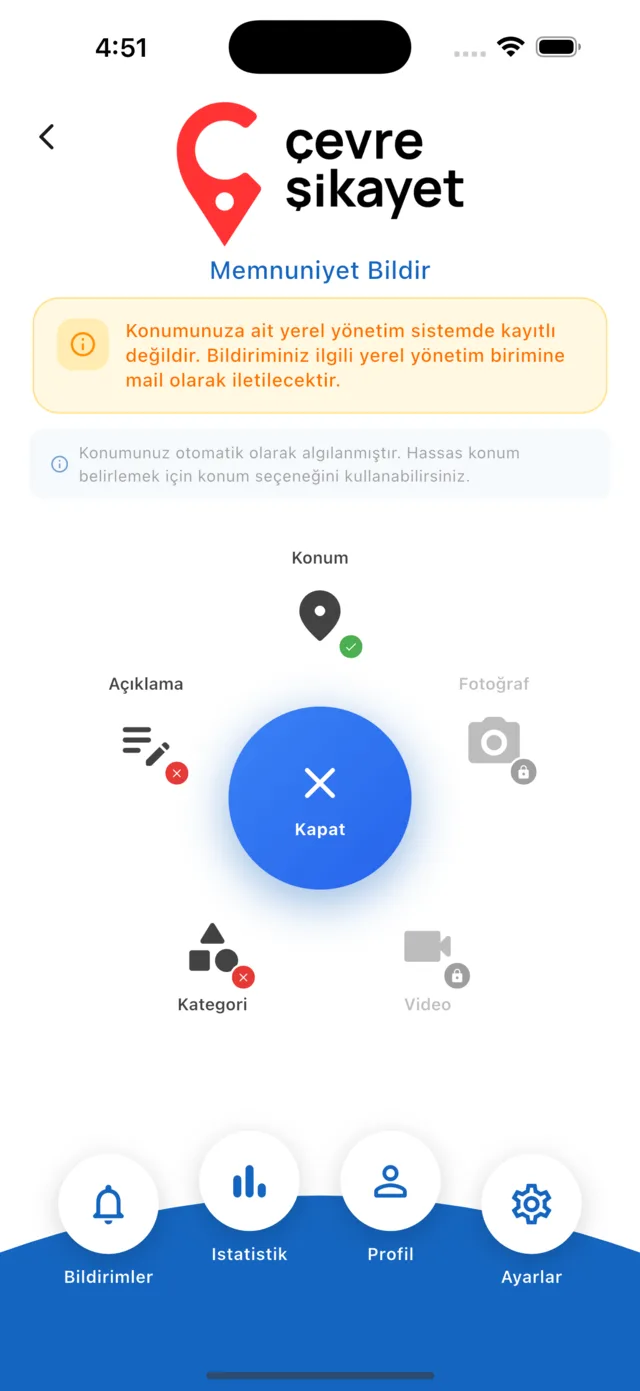 Memnuniyet Formu ekranı